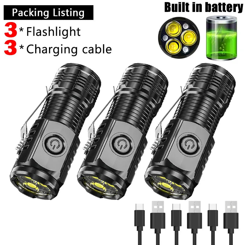 "UltraBeam Mini 3LED Magnetic Pen Flashlight – USB Rechargeable Torch"