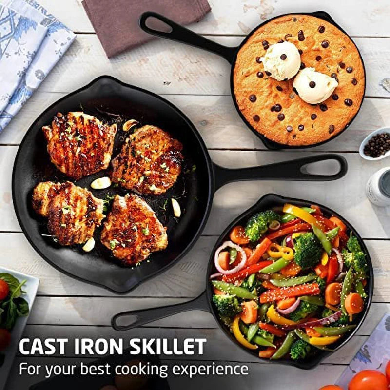 Non-Stick Cast Iron Frying Pan – Versatile Skillet for Omelettes, Pancakes & More