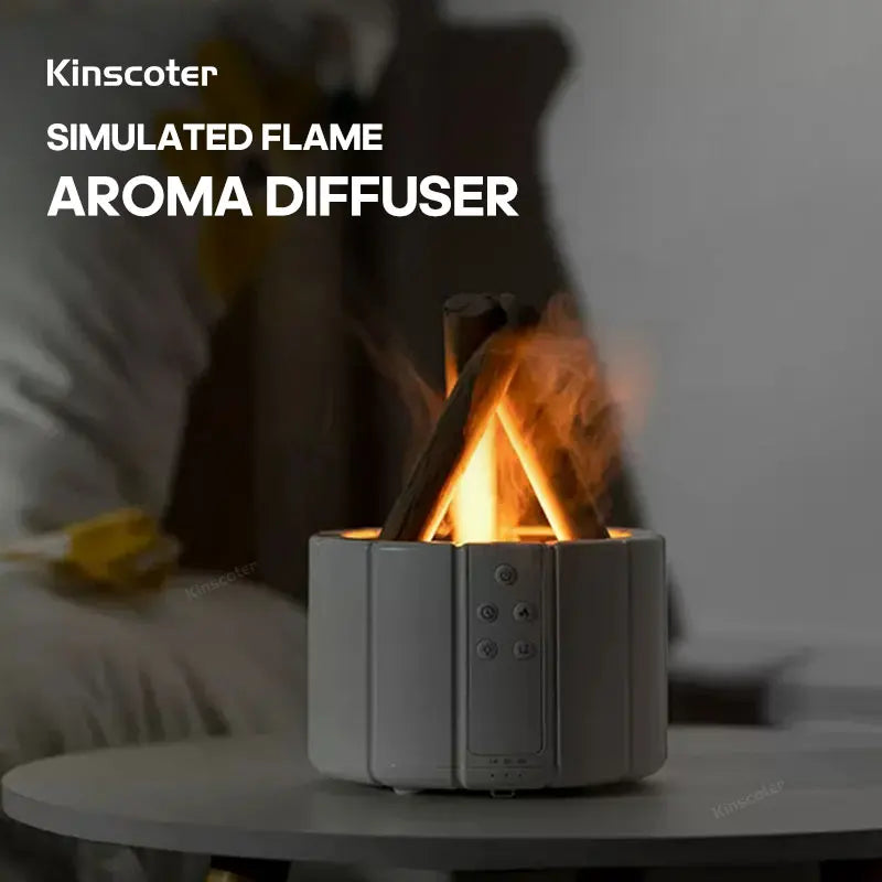 "KINSCOTER Simulated Flame Aroma Diffuser - Ultrasonic Air Humidifier & LED Essential Oil Lamp"