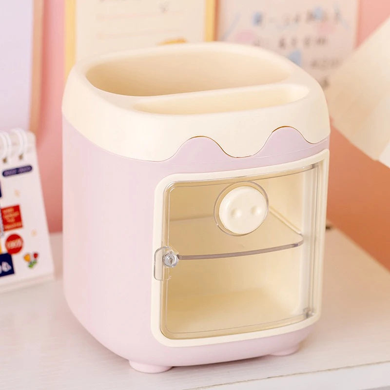 Cartoon Desktop Storage Box – Large Capacity Pencil Holder & Makeup Brush Organizer