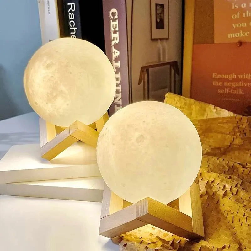 DIY Planet Lamp – 8 cm Moon and Galaxy Night Light with Stand