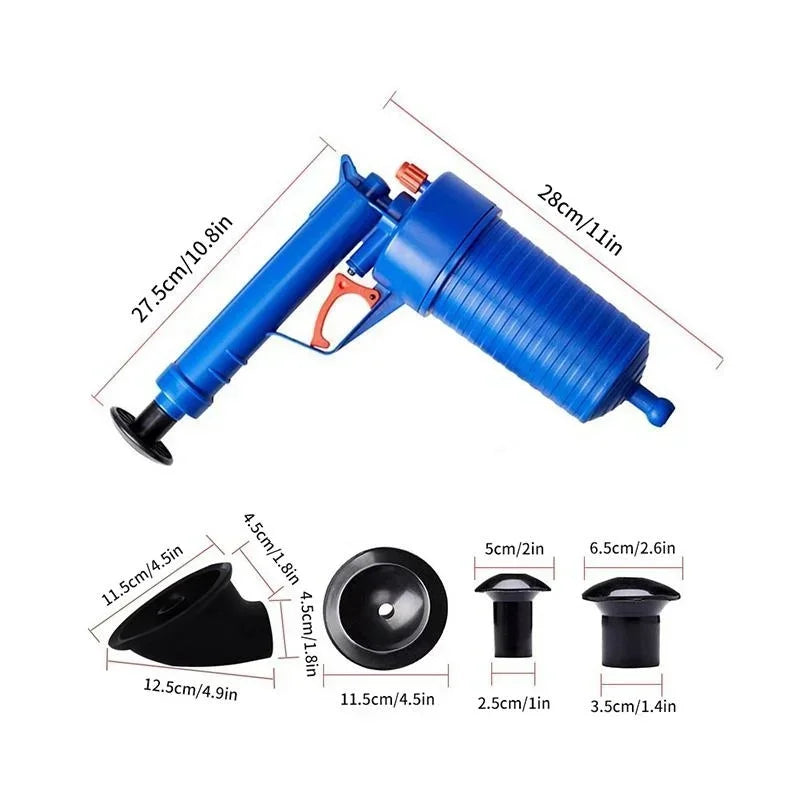 Pump Action Power Pressure Cleaner – Toilet, Sink, and Drain Plunger Dredge Tool