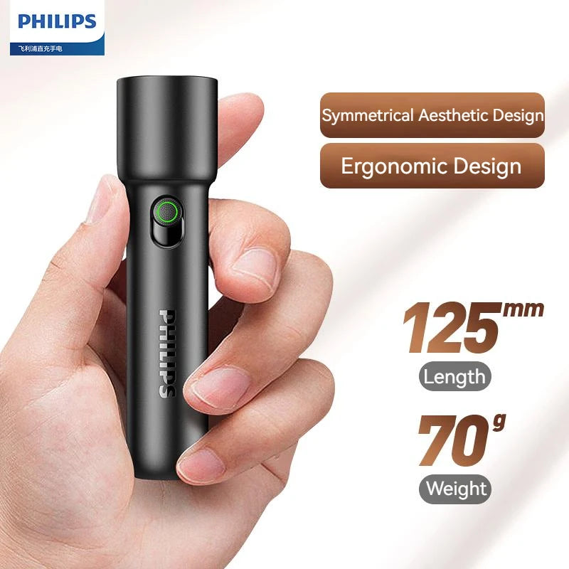 Philips EDC Rechargeable LED Flashlight – Compact, Durable, and Powerful for Camping & Self-Defense