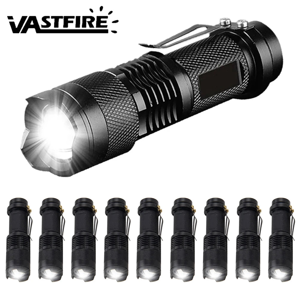 VASTFIRE Mini Q5 LED Flashlight – Adjustable Focus, Waterproof, Ultra-Bright Tactical Torch