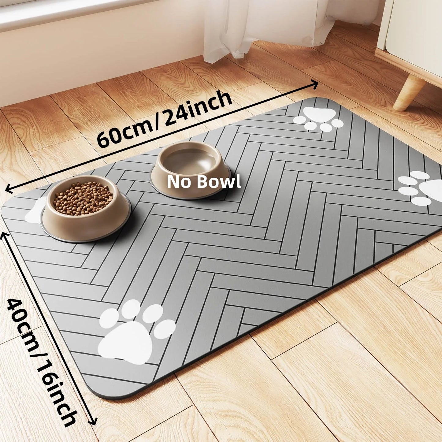 "Waterproof Pet Feeding Mat with Rubber Backing"