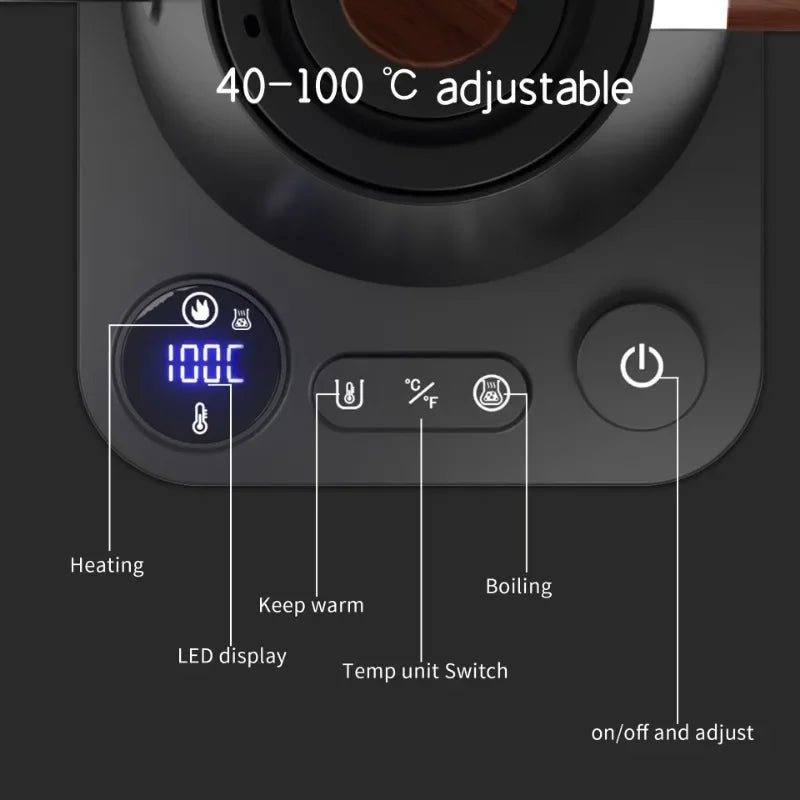 Electric Gooseneck Kettle 900ML with Smart Temperature Control & Rapid Heating
