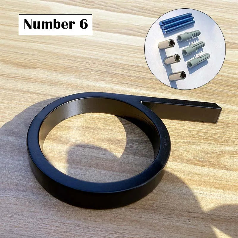"Modern 125mm Black Metal Floating Address Numbers and Letters – Stylish Outdoor Sign for Home and Mailbox"