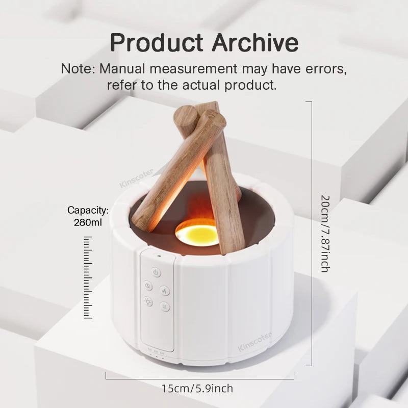 "KINSCOTER Simulated Flame Aroma Diffuser - Ultrasonic Air Humidifier & LED Essential Oil Lamp"