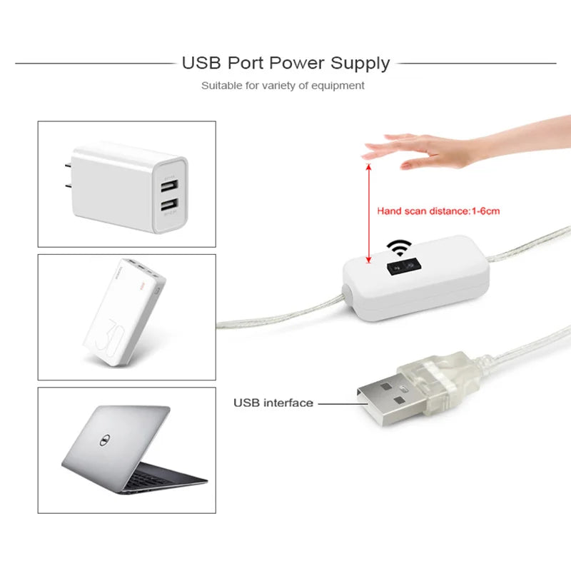 GGbingo 3M USB LED Strip Light with Hand Wave Sensor for Home Decoration