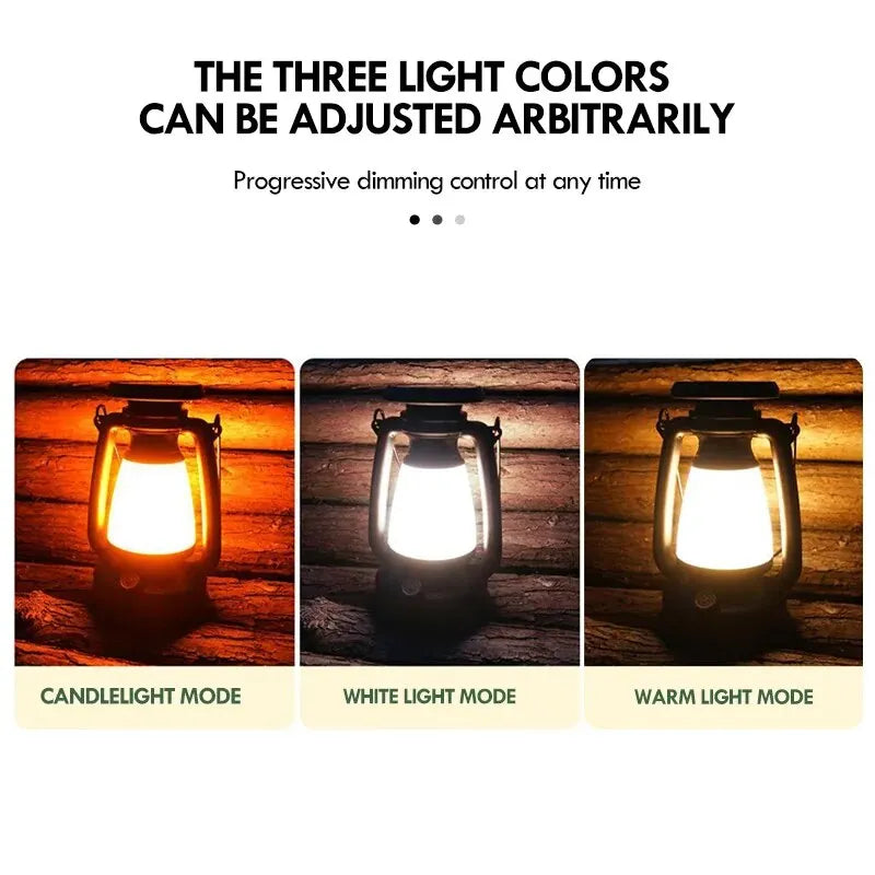 Retro Rechargeable LED Lantern – Decorative Table Lamp for Home, Camping, Bars, and Outdoor Use