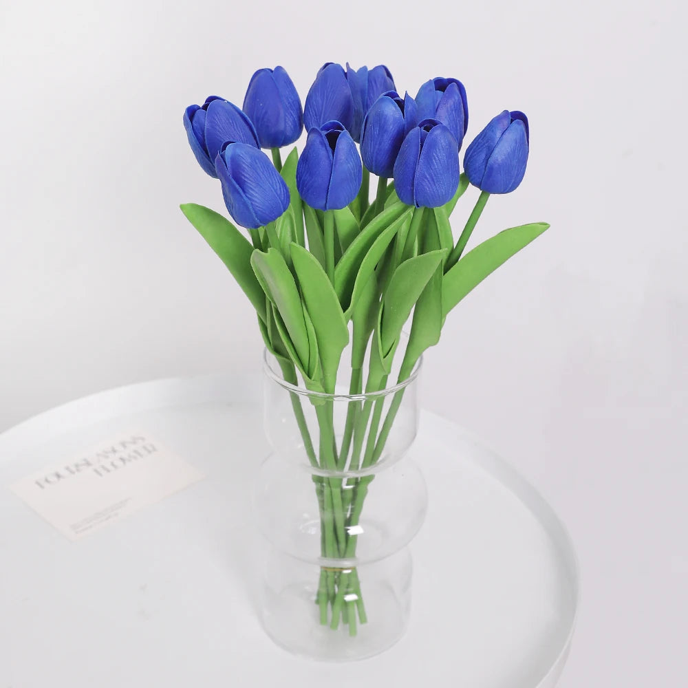 "Artificial Tulip Bouquet, 5/10 Pcs - Realistic PE Flowers for Home, Wedding, and Garden Decor"