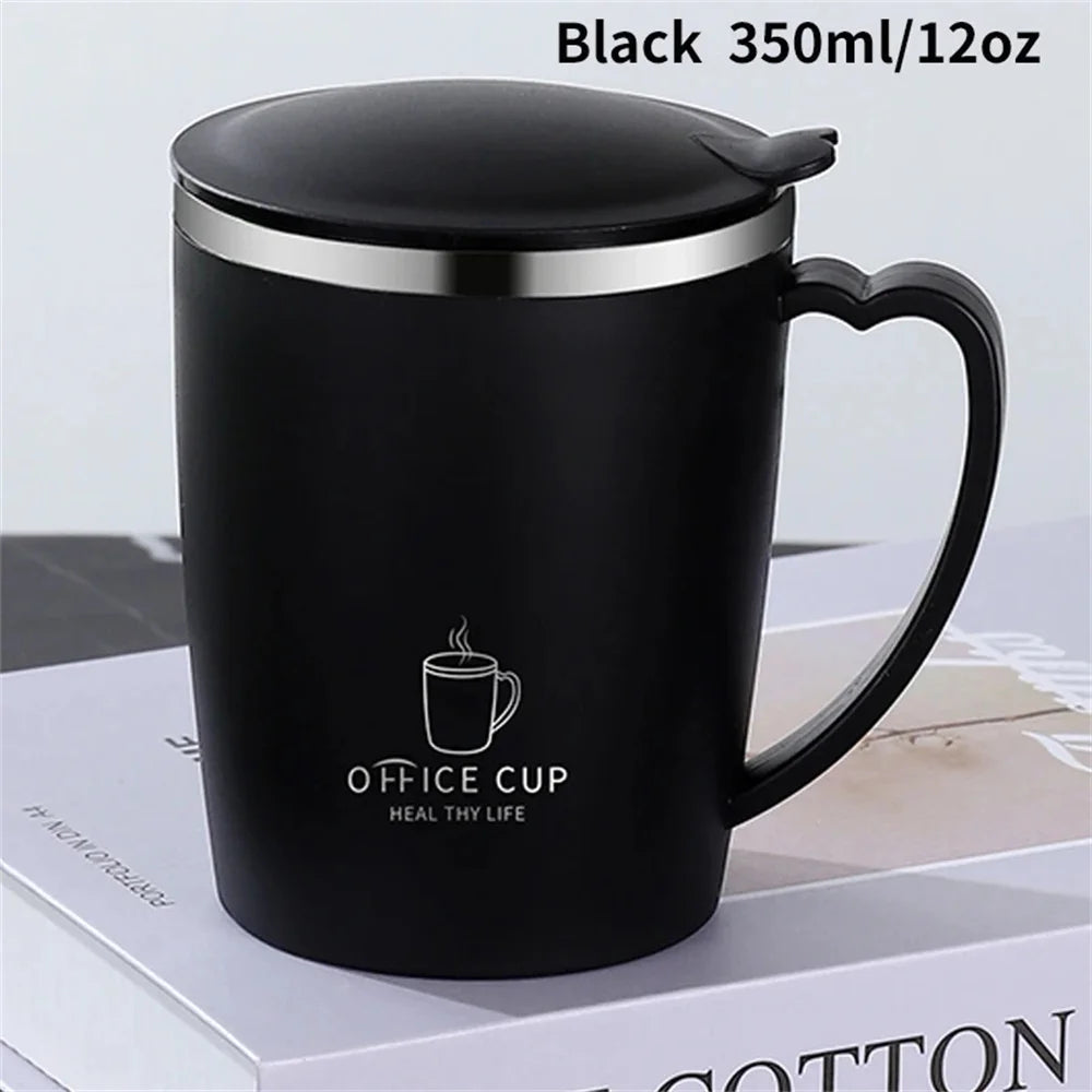 Stainless Steel Thermos Mug with Handle – Leak-Proof Insulated Coffee Cup"