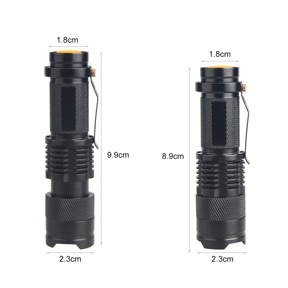 VASTFIRE Mini Q5 LED Flashlight – Adjustable Focus, Waterproof, Ultra-Bright Tactical Torch