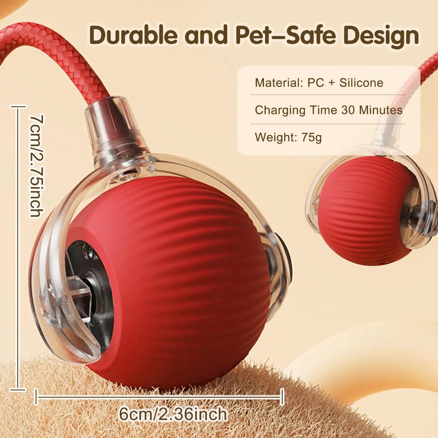 Rechargeable Interactive Cat Ball Toy – Smart Rolling Mouse with Tail