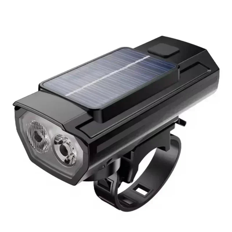 BUCKLOS Solar Bike Headlamp 250LM with Horn & USB Charging