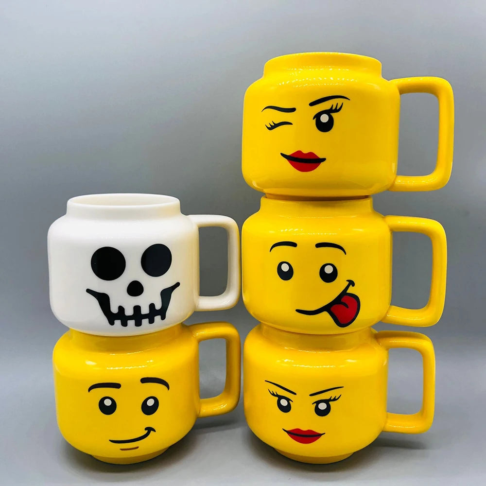 "Cartoon Ceramic Mug 250ml with Cute Impish Expression - Fun Drinkware for Couples, Friends, and Family"