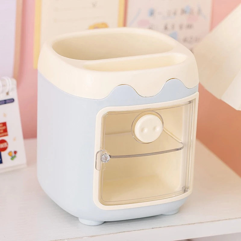 Cartoon Desktop Storage Box – Large Capacity Pencil Holder & Makeup Brush Organizer