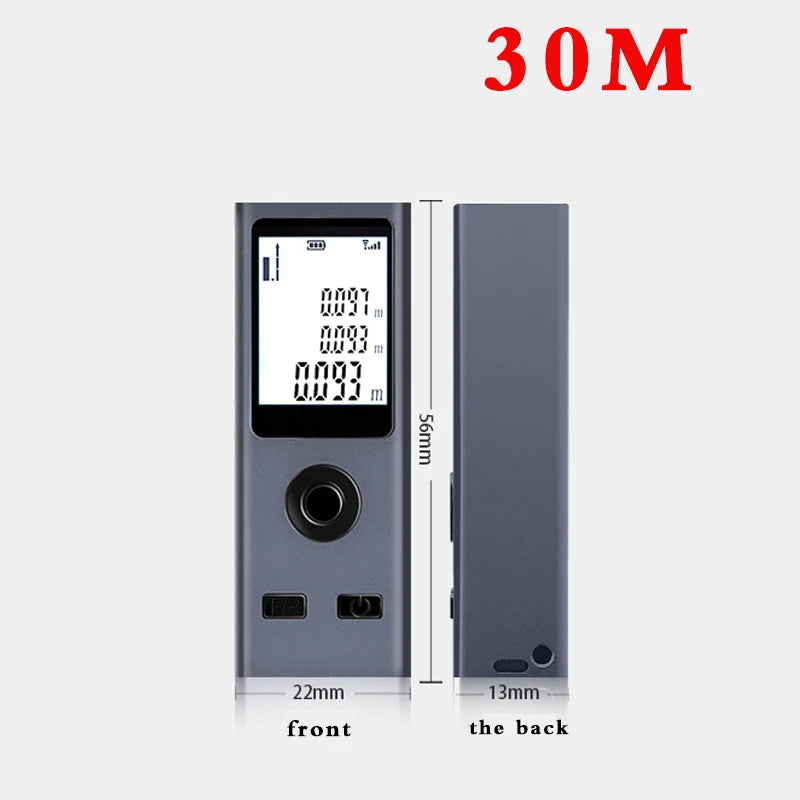 Mini Laser Rangefinder Digital Tape Measure – USB Rechargeable Aluminum Alloy Ruler, 30m/50m Distance