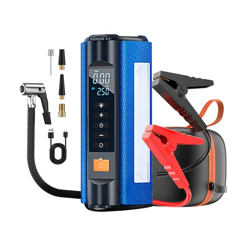 Wireless Car Jump Starter, Air Pump, Air Compressor Power Bank 4 in 1