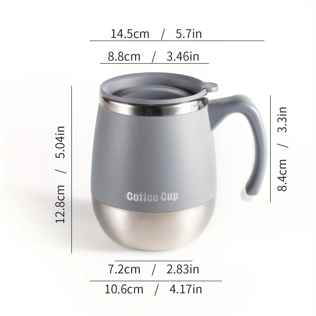 Insulated Stainless Steel Coffee Mug with Lid – Double-Wall Vacuum Thermal Cup for Hot & Cold Drinks, Ideal for Home and Travel