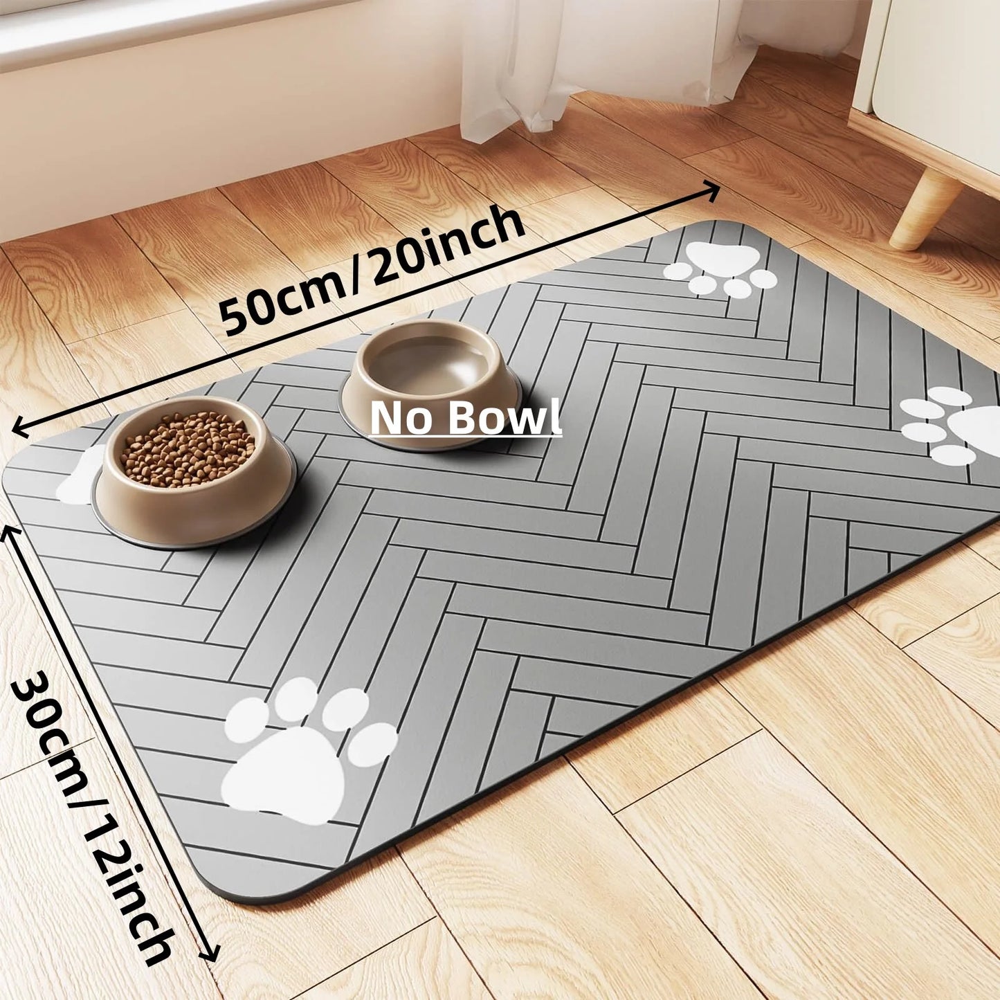 "Waterproof Pet Feeding Mat with Rubber Backing"