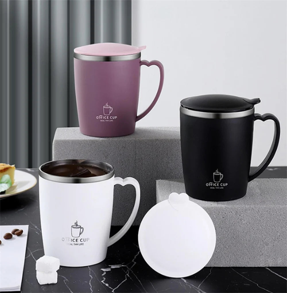 Stainless Steel Thermos Mug with Handle – Leak-Proof Insulated Coffee Cup"