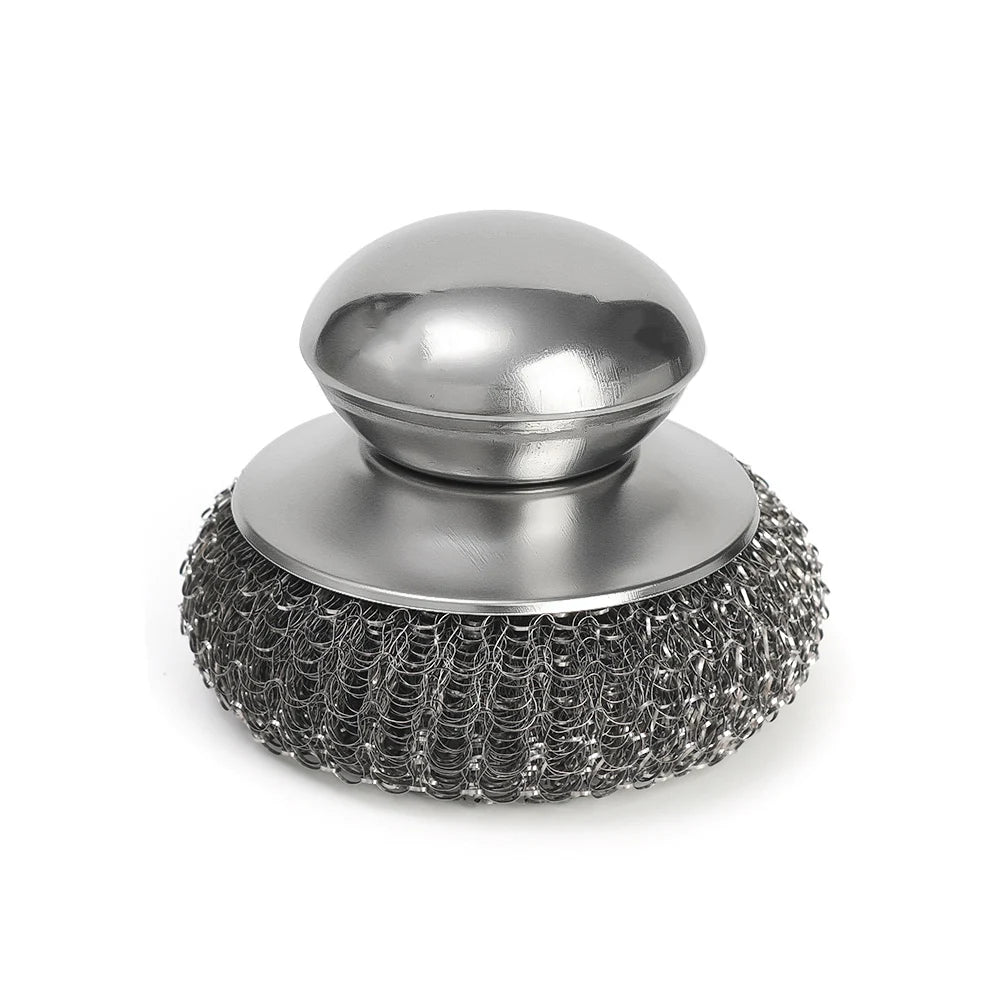Heavy Duty Stainless Steel Pot Brush with Handle – Powerful Dishwashing Scrubber