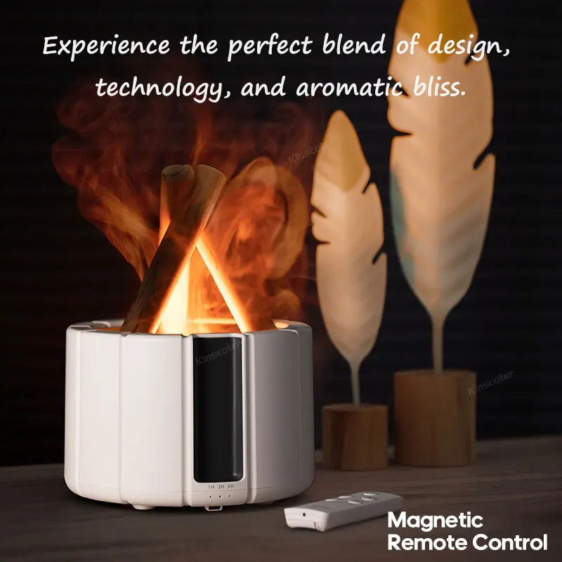 "KINSCOTER Simulated Flame Aroma Diffuser - Ultrasonic Air Humidifier & LED Essential Oil Lamp"