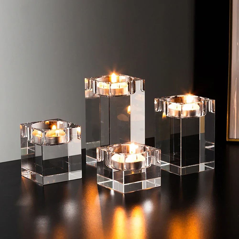 Modern Crystal Glass Candle Holders – Elegant Table Decorations for Dining, Weddings, and Special Occasions