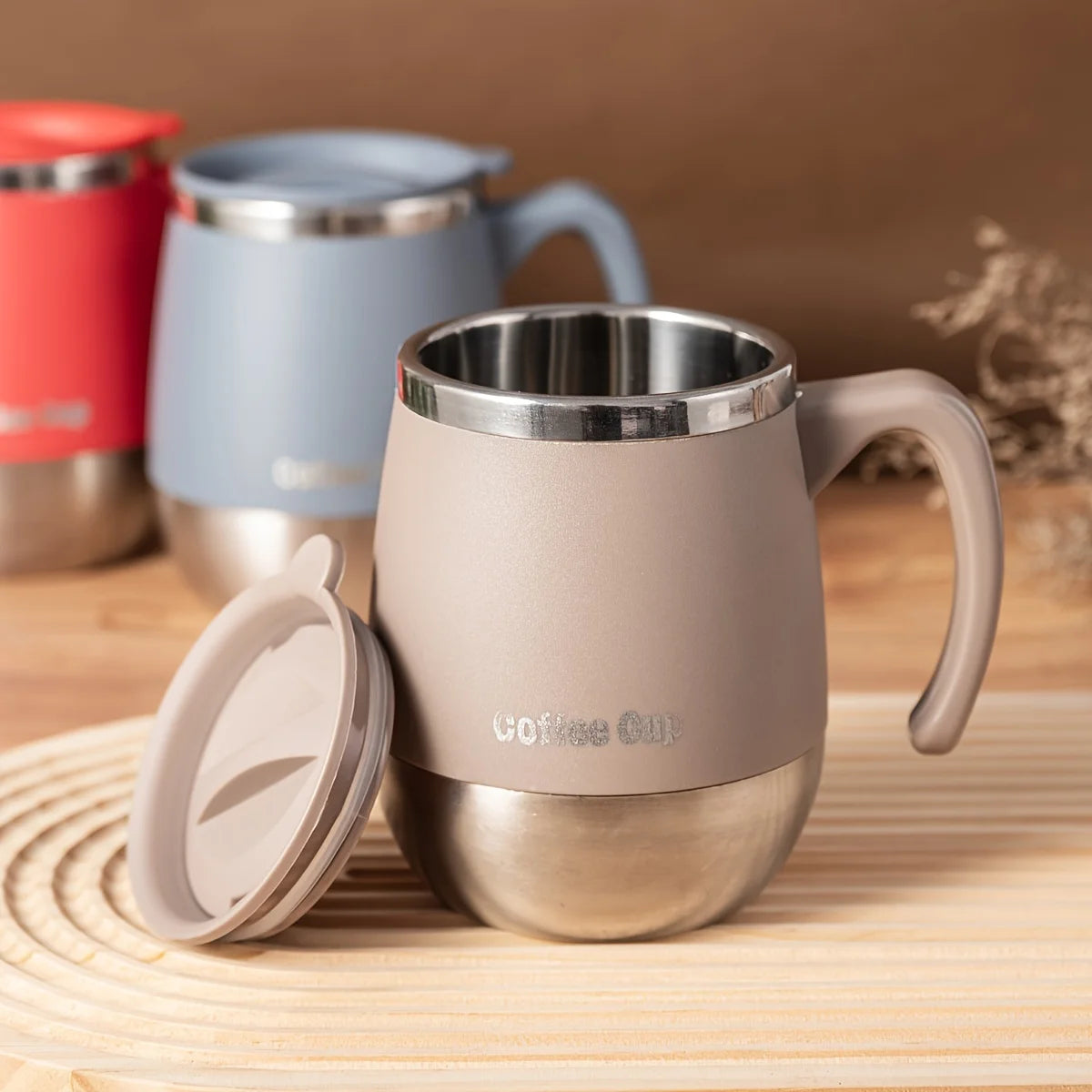 Insulated Stainless Steel Coffee Mug with Lid – Double-Wall Vacuum Thermal Cup for Hot & Cold Drinks, Ideal for Home and Travel