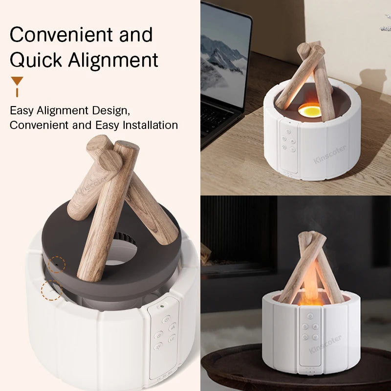 "KINSCOTER Simulated Flame Aroma Diffuser - Ultrasonic Air Humidifier & LED Essential Oil Lamp"