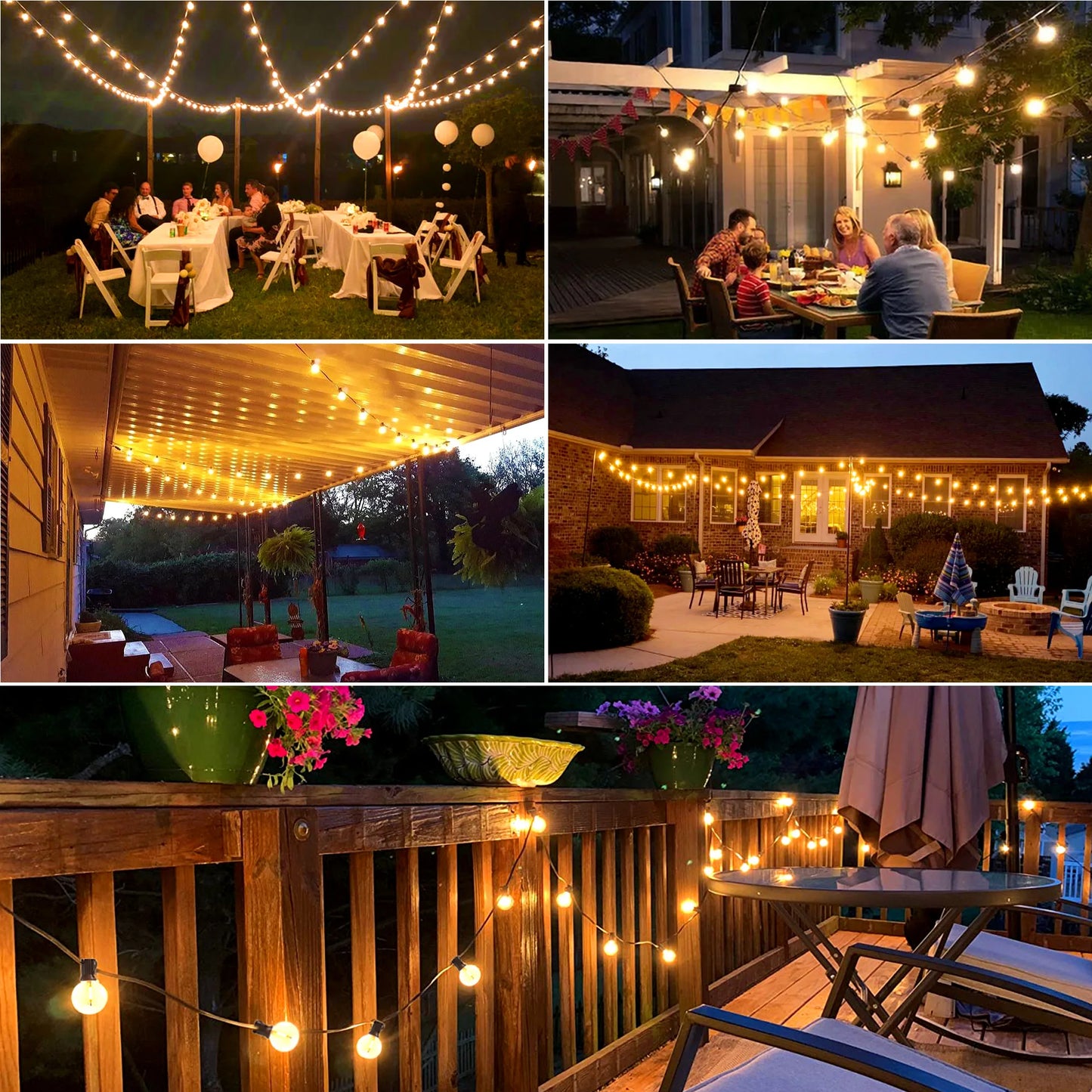Solar-Powered G40 LED Outdoor String Lights with Shatterproof Bulbs – Weatherproof Patio and Backyard Lighting