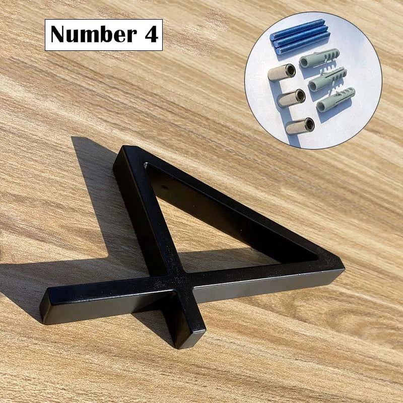 "Modern 125mm Black Metal Floating Address Numbers and Letters – Stylish Outdoor Sign for Home and Mailbox"