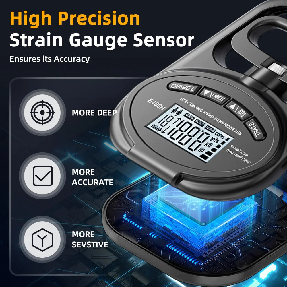 Digital Hand Grip Strength Meter – 265 Lbs Capacity with USB Charging and LCD Display