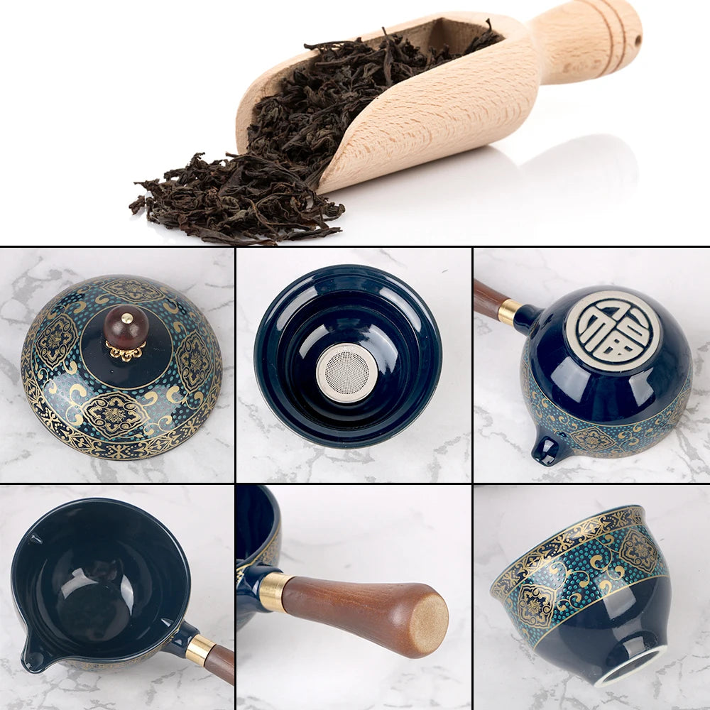 "Flowers Exquisite Shape Porcelain Tea Maker with 360° Rotation for Gongfu and Puer Tea"