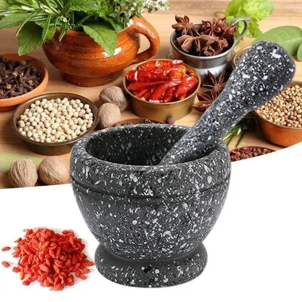 "Resin Mortar and Pestle Set for Garlic, Herbs, Spices - Grinding and Mixing Bowl"