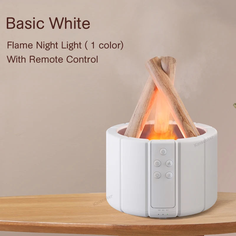 "KINSCOTER Simulated Flame Aroma Diffuser - Ultrasonic Air Humidifier & LED Essential Oil Lamp"