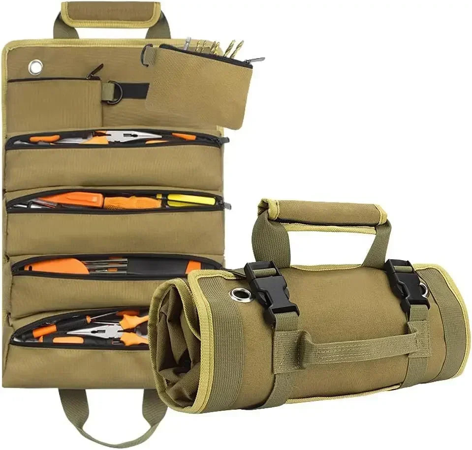 Professional Multi-Purpose Tool Bag with Roll-Up Design – Durable Multi-Pocket Organizer for Hardware and Small Tools