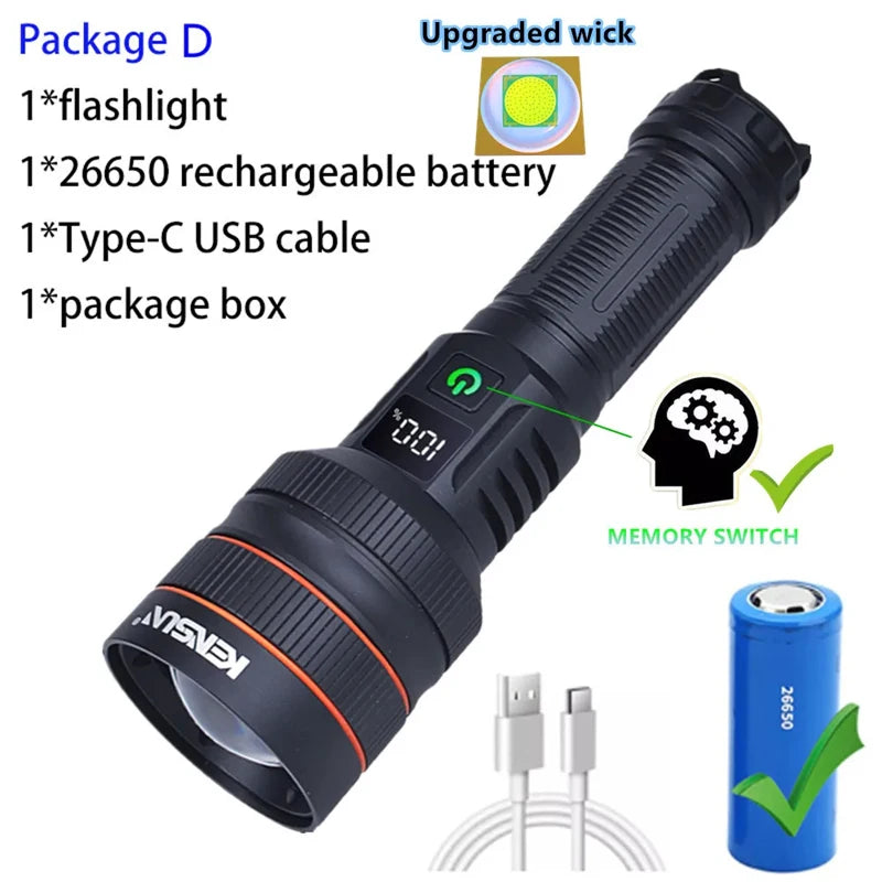 High Power LED Tactical Flashlight Lantern – USB Rechargeable with Super Long Range
