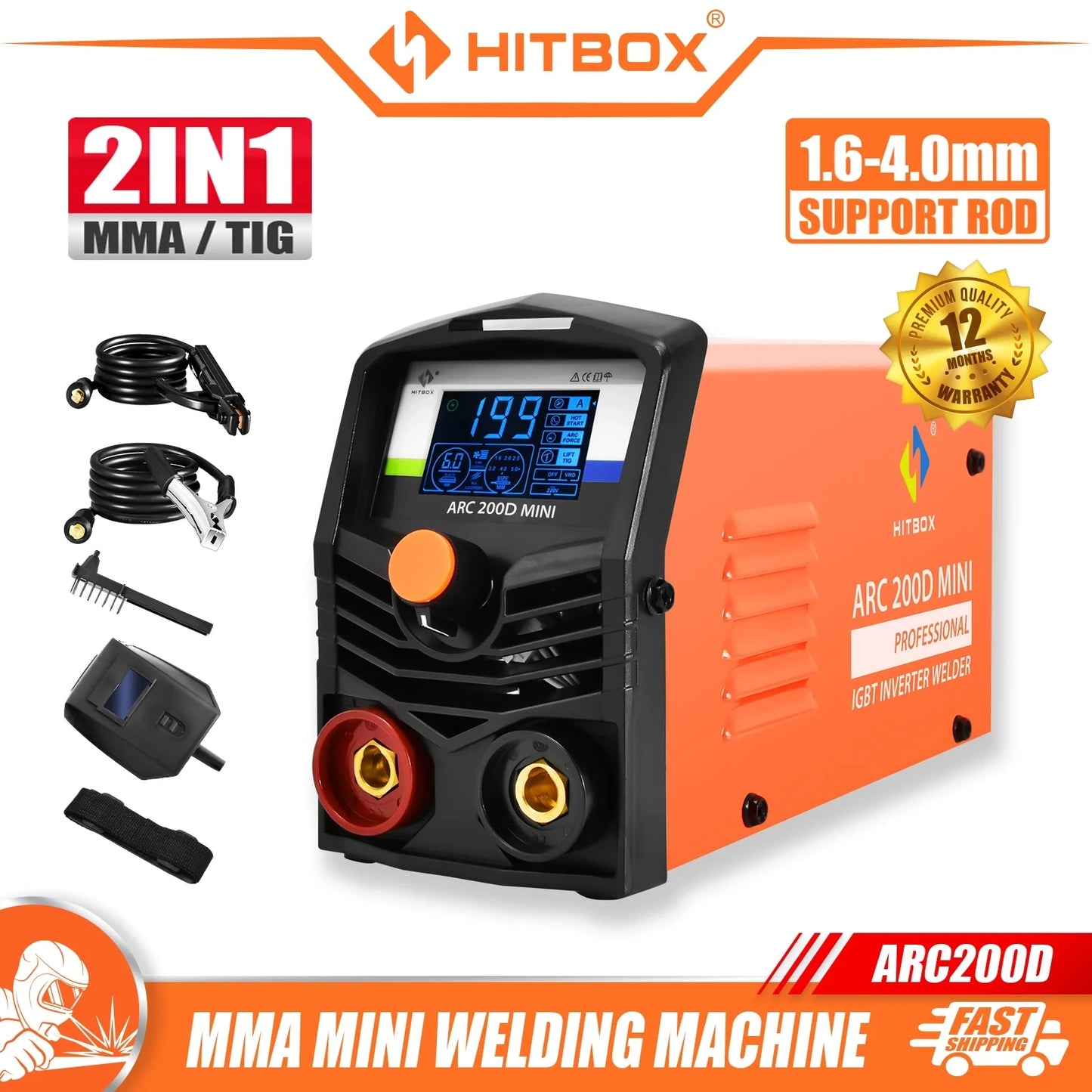 HITBOX ARC200D: Portable 2-in-1 Welding Machine (ARC/MMA & LIFT TIG)