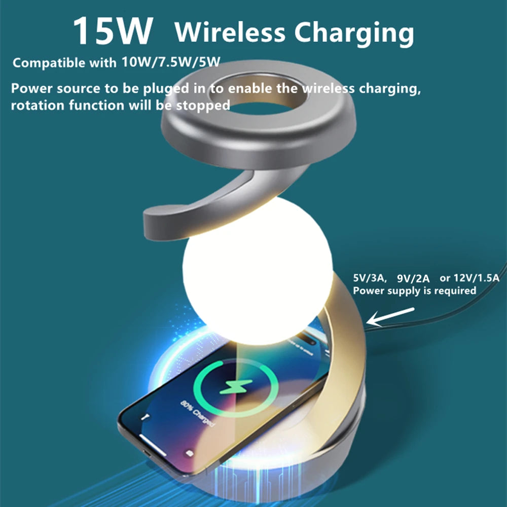 LeviLight Pro: Floating Table Lamp with Wireless Charger and RGB Mood Lighting