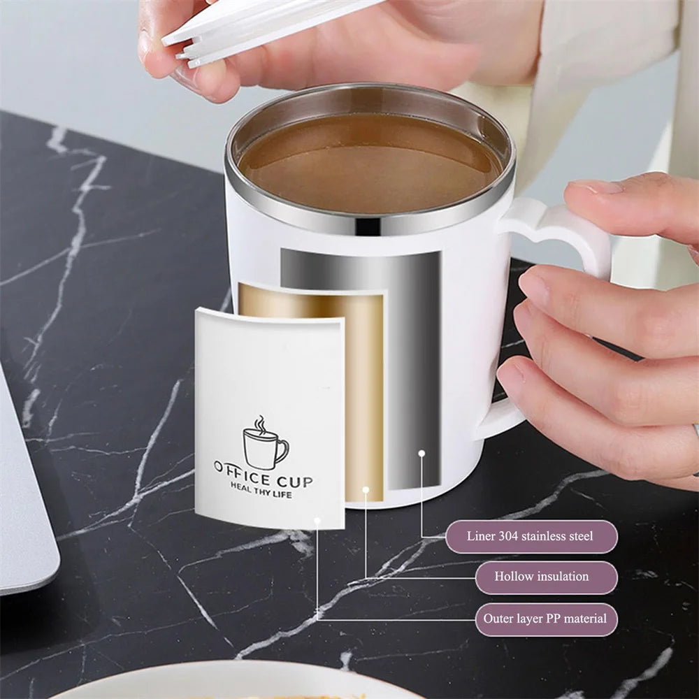 Stainless Steel Thermos Mug with Handle – Leak-Proof Insulated Coffee Cup"