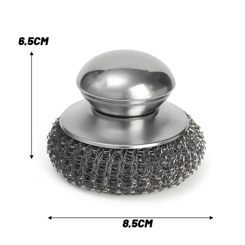 Heavy Duty Stainless Steel Pot Brush with Handle – Powerful Dishwashing Scrubber