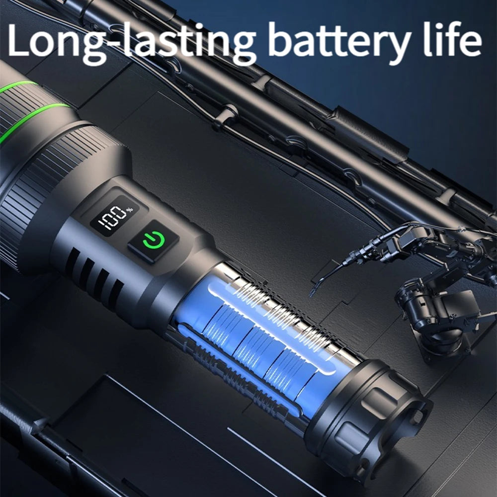Super Long Range High-Power LED Tactical Flashlight - USB Rechargeable & Waterproof