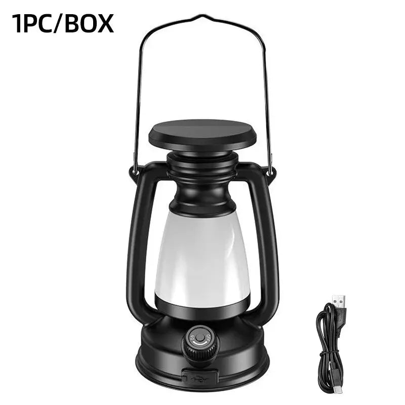 Retro Rechargeable LED Lantern – Decorative Table Lamp for Home, Camping, Bars, and Outdoor Use