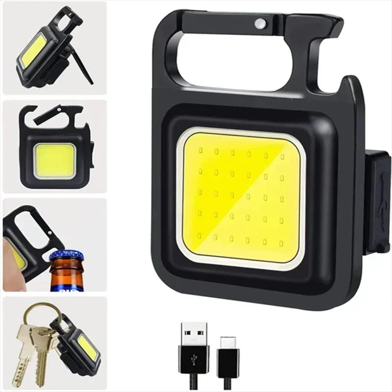 Mini USB Rechargeable Keychain Light with Bright COB LED and Pocket Clip