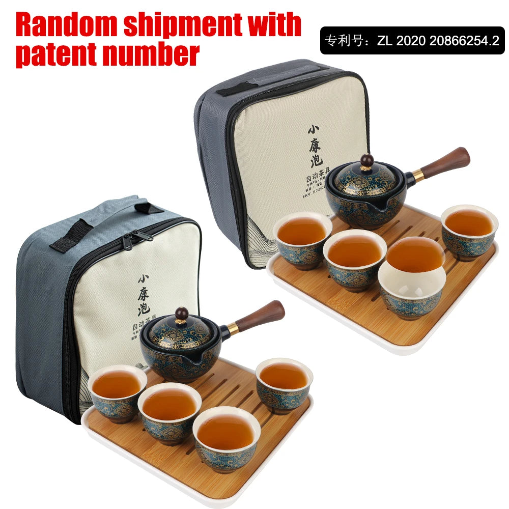 "Flowers Exquisite Shape Porcelain Tea Maker with 360° Rotation for Gongfu and Puer Tea"