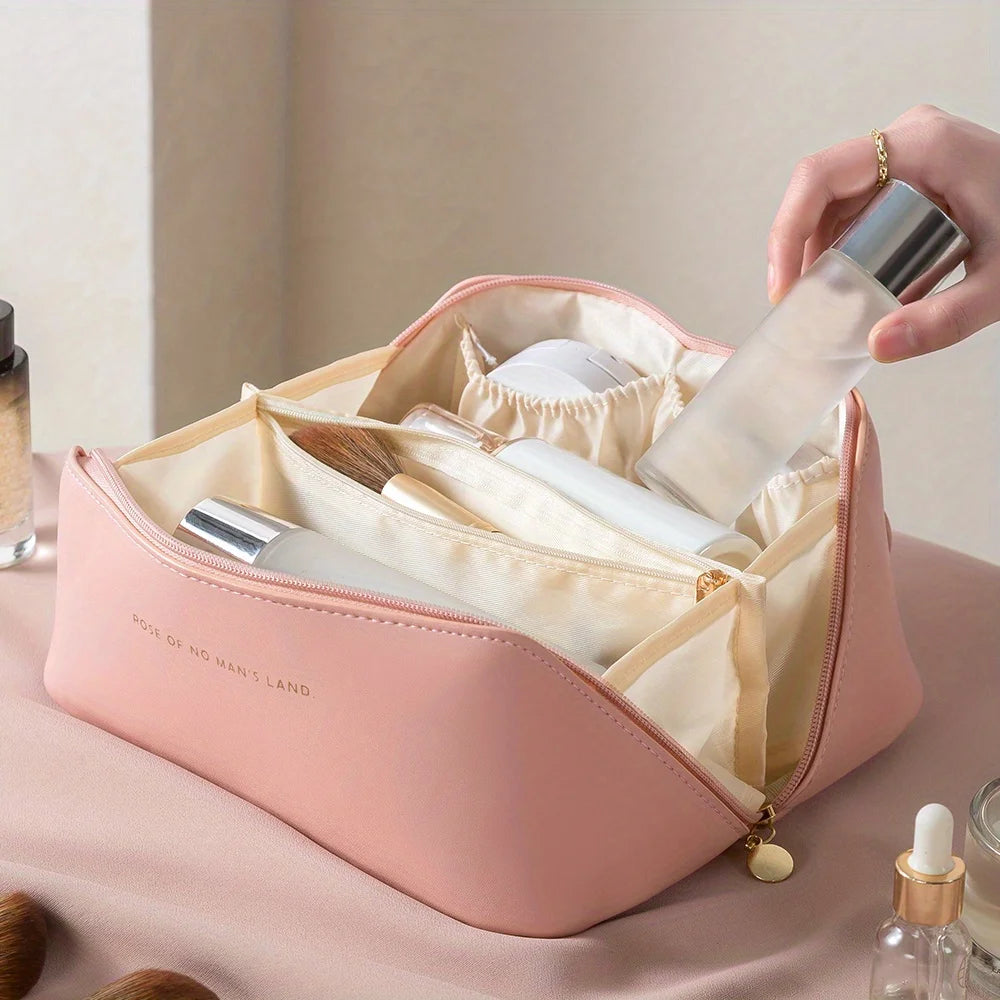 Luxury Makeup Organizer & Toiletry Kit Bag – Travel Cosmetic Storage Pouch with Zipper