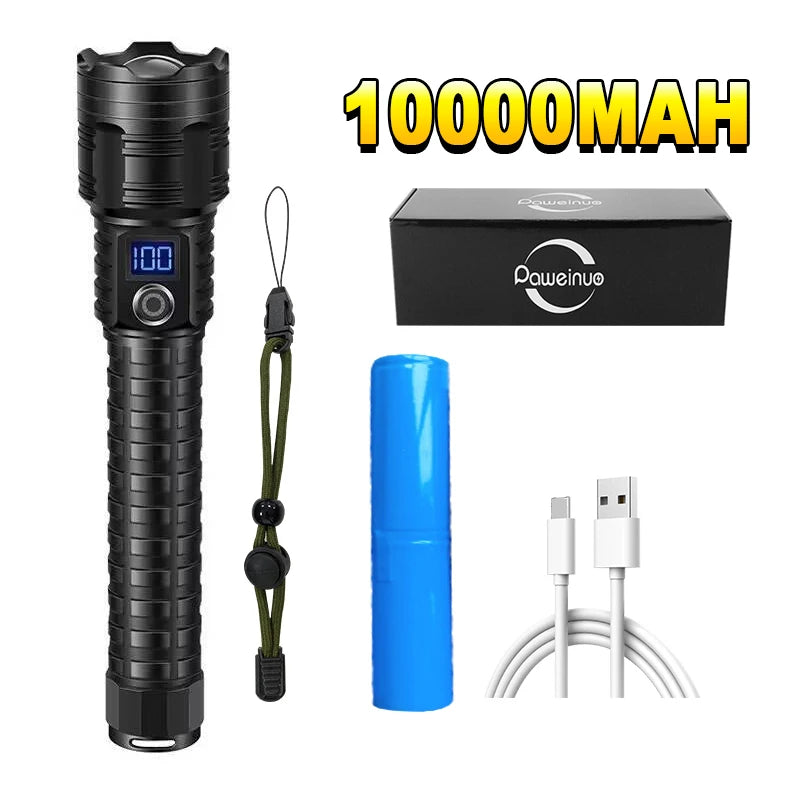 Ultra-Powerful 10000mAh LED Flashlight with 5000M Range and Type-C Rechargeable Battery