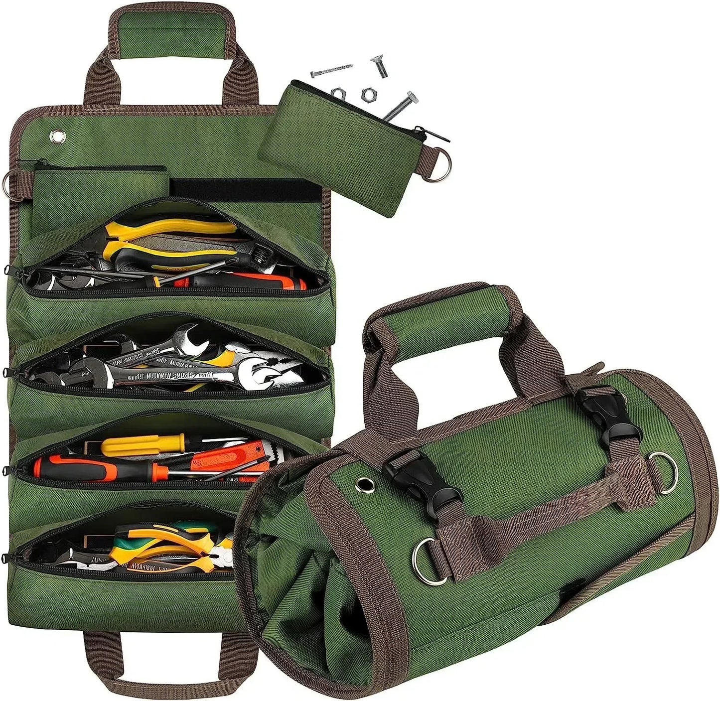 Professional Multi-Purpose Tool Bag with Roll-Up Design – Durable Multi-Pocket Organizer for Hardware and Small Tools